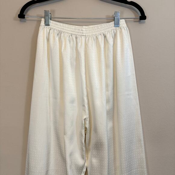 Vintage Christian Dior Designer Pajama Set WomenS/M Cream Satin Sleepwear Lounge - Picture 11 of 15